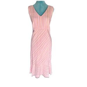 Ann Taylor LOFT Women 12 Empire A-line side zip Rayon Linen bl Pink lined